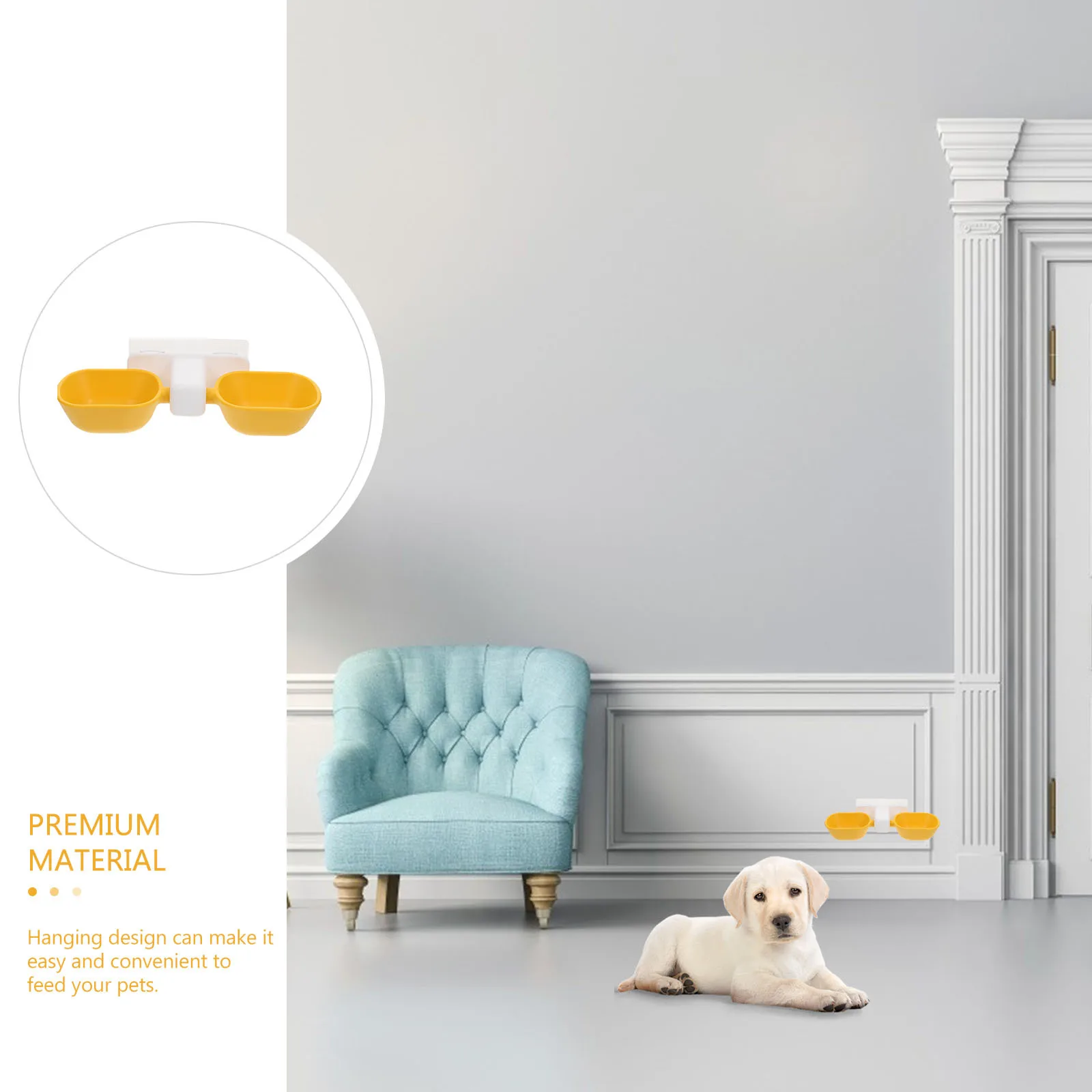 

1Pcs Pet Hanging Double Bowl Heavy-Duty Adjustable Height Feeder for Cat Dog Wall-Mounted Non-Tip Food Water Bowl Large Capacity