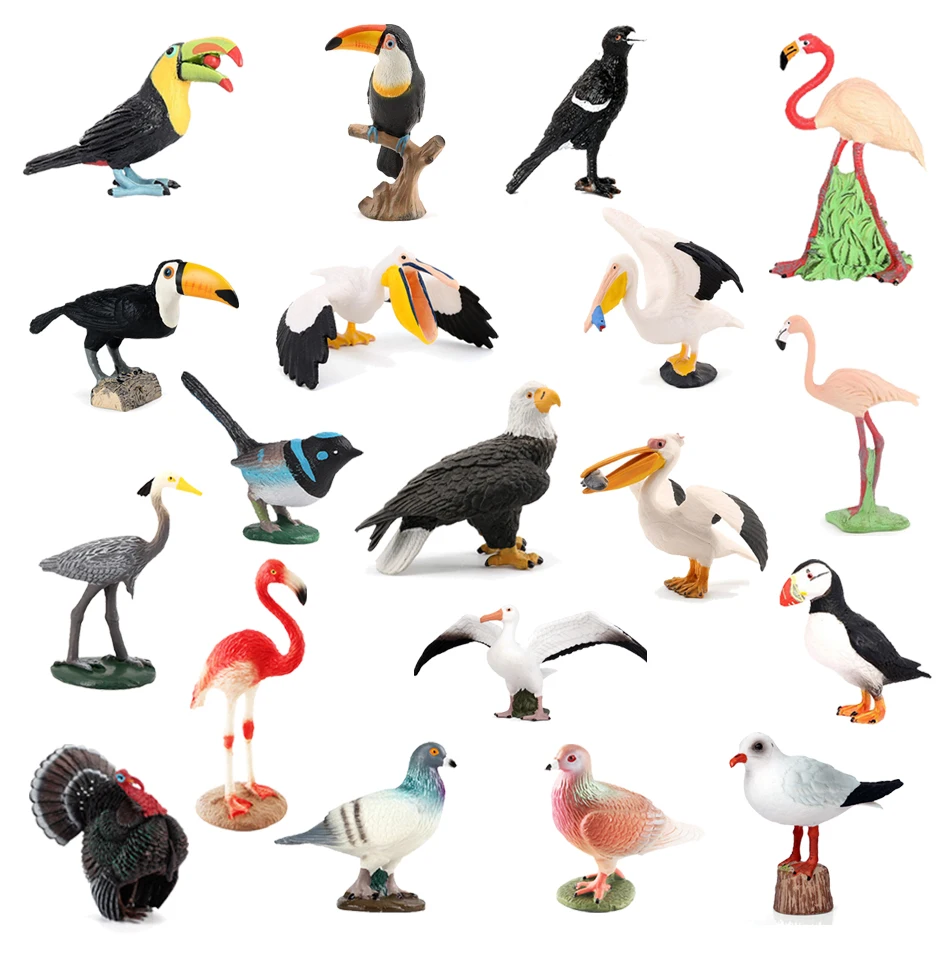 Weißkopfseeadler Pelikan Tucan Türkei Storch Eule Vogel Tierfiguren Modell Spielzeug Kreative Dekoration Kinder Geschenke Realistische Design Miniaturen