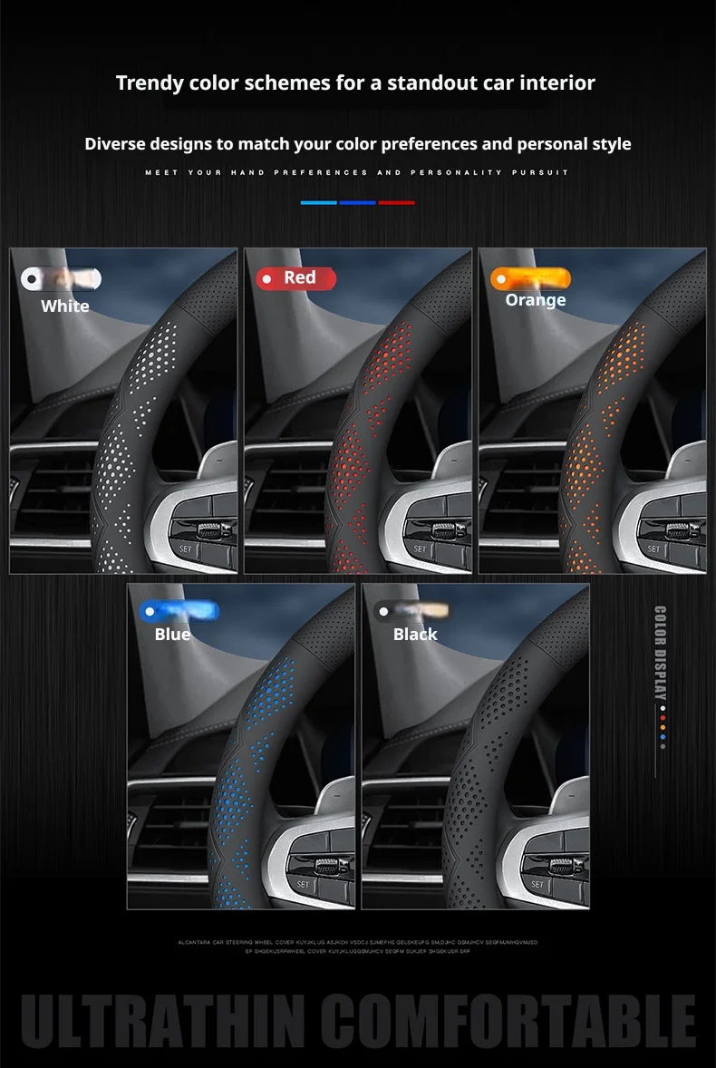 Napa-Leder Auto-Lenkradbezug für Volkswagen VW Tiguan, Atlas, ID.4, Taos, Golf, Passat, Jetta, Polo, Beetle, Touareg usw. – Detail 2