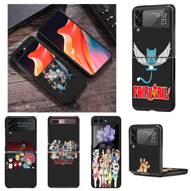 Anti-Drop Black Hard Phone Case For Samsung Galaxy Z Flip6 Flip5 5G Flip4 zflip 6 5 4 3 Fairy Tail Shell Cover Funda Coque Capa