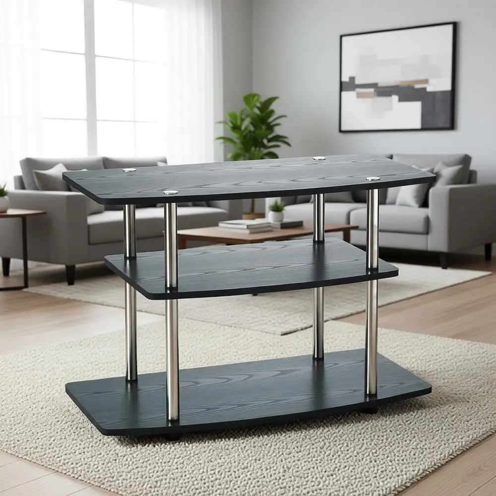 

Space-Saving 3-Tier TV Stand for Entertainment Centers, Holds TVs up to 37, Ideal for Living Rooms, Black