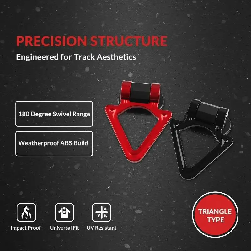 Car Decorative Tow Hook Triangle Shape Self Adhesive Bumper Tow Hook Plastic Hook For Vehicle Exterior Decoration Modification
