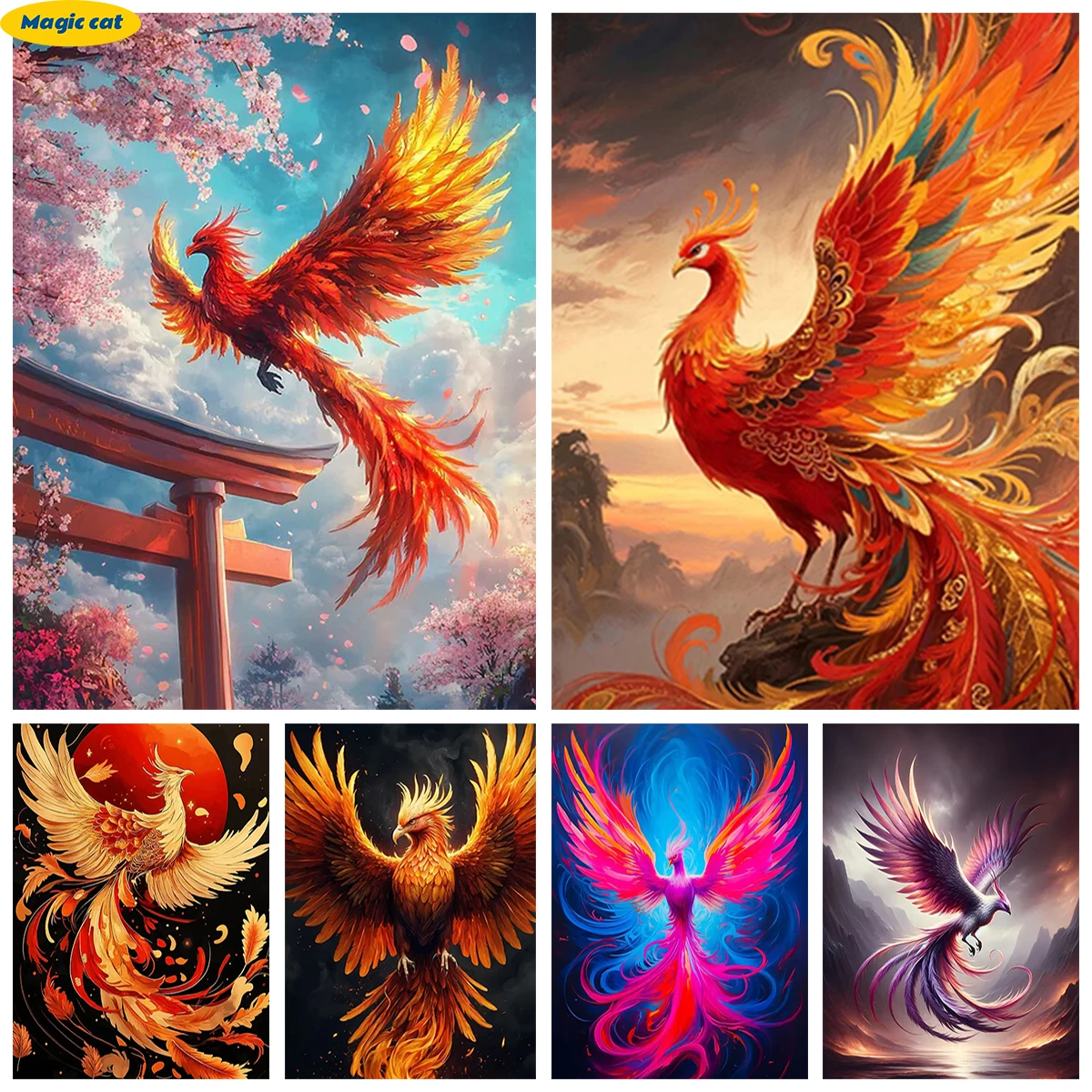 

Beautiful Phoenix 5D diamond art painting Mystical Bird Fantasy Animals diamond embroidery mosaic wall decoration handicraft