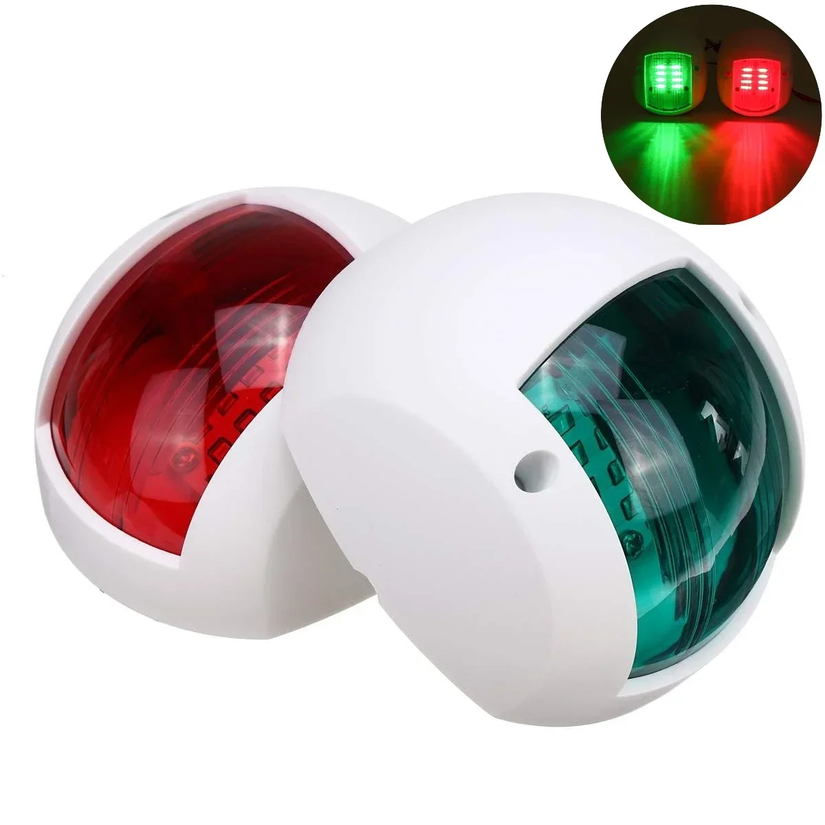 2PCS 12V - 24V LED Navigation Light Signal Lamp Marine Boat Yacht Sailing Red Green Bulb Port Starboard Side Lighting