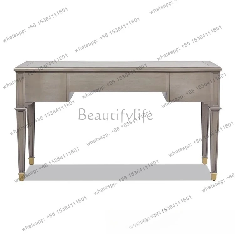 XX American-style minimalist solid wood desk, modern light luxury small apartment bedroom study desk