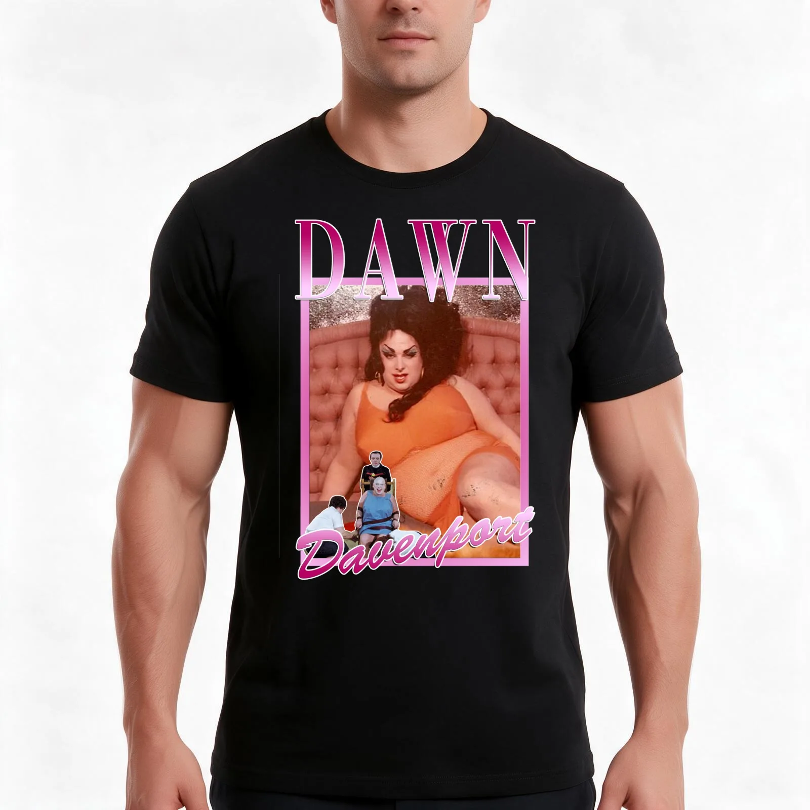 Dawn Davenport T-Shirt, Summer Casual Cotton Tee, Oversized Streetwear Tops, Vintage Graphic Print, Loose Fit Short Sleeve