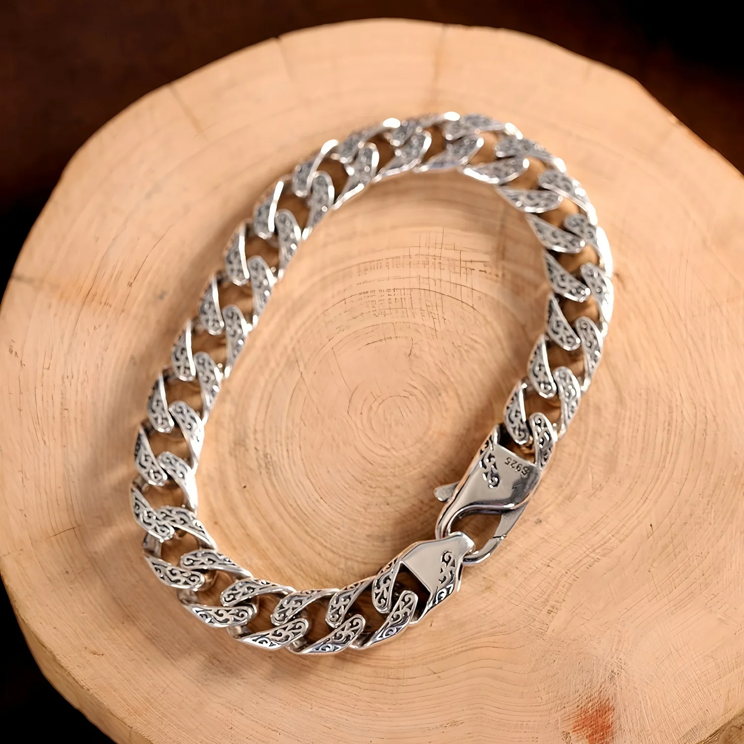 

New 100% S925 Silver Vine Grass Pattern Bracelet for Men and Women Fashion Punk Style Personalized Jewelry Dropshipping with box