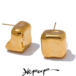 Yhpup 316L Stainless Steel Square Geometric High Quality Stud Earrings 18K PVD Plated Charm Daily Jewelry серьги тренд