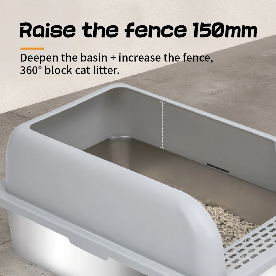 

Cat Litter Box Stainless Steel 304 Cat Toilet Open Cat Litter Box Stainless Steel Litter Pan