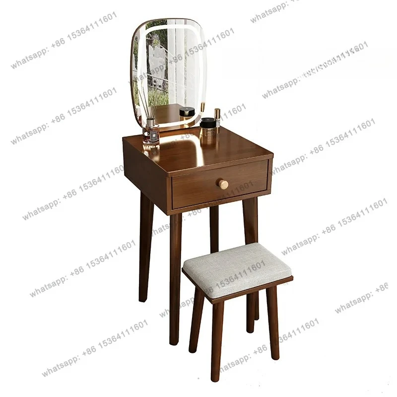 Dressing Table Designer Dresser Vanity Set Makeup Vanity Table Drawer LED Large Mirror Luxury Wooden Table Trendy Furniture