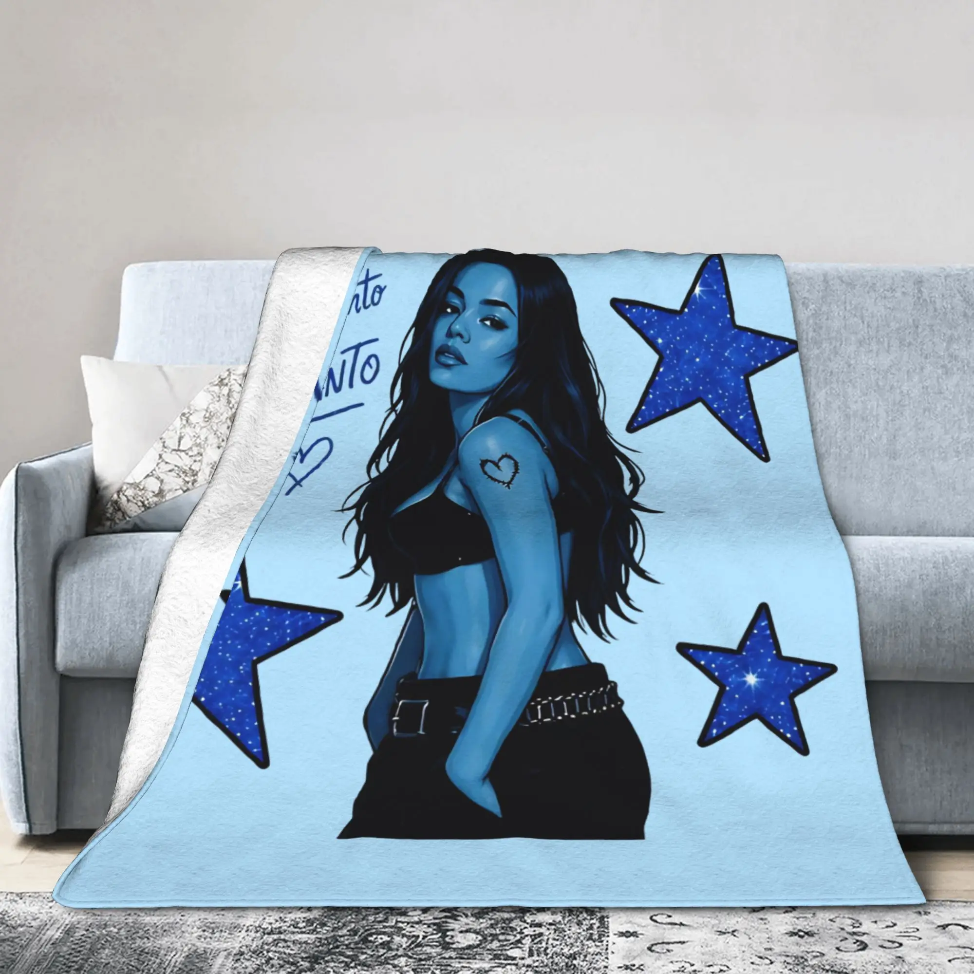 Karol G Tropicoqueta Tour Knitted Blanket Flannel Latin Music Super Warm Throw Blankets for Bedding Couch Bedroom Quilt