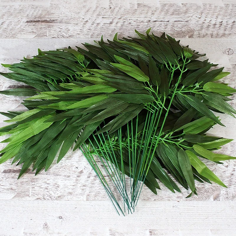 

50pcs/lot Artificial Bamboo Leaf Simulation Plastic Bamboo Leaves Branches For Wedding Ornaments Home Garden Office Decorations