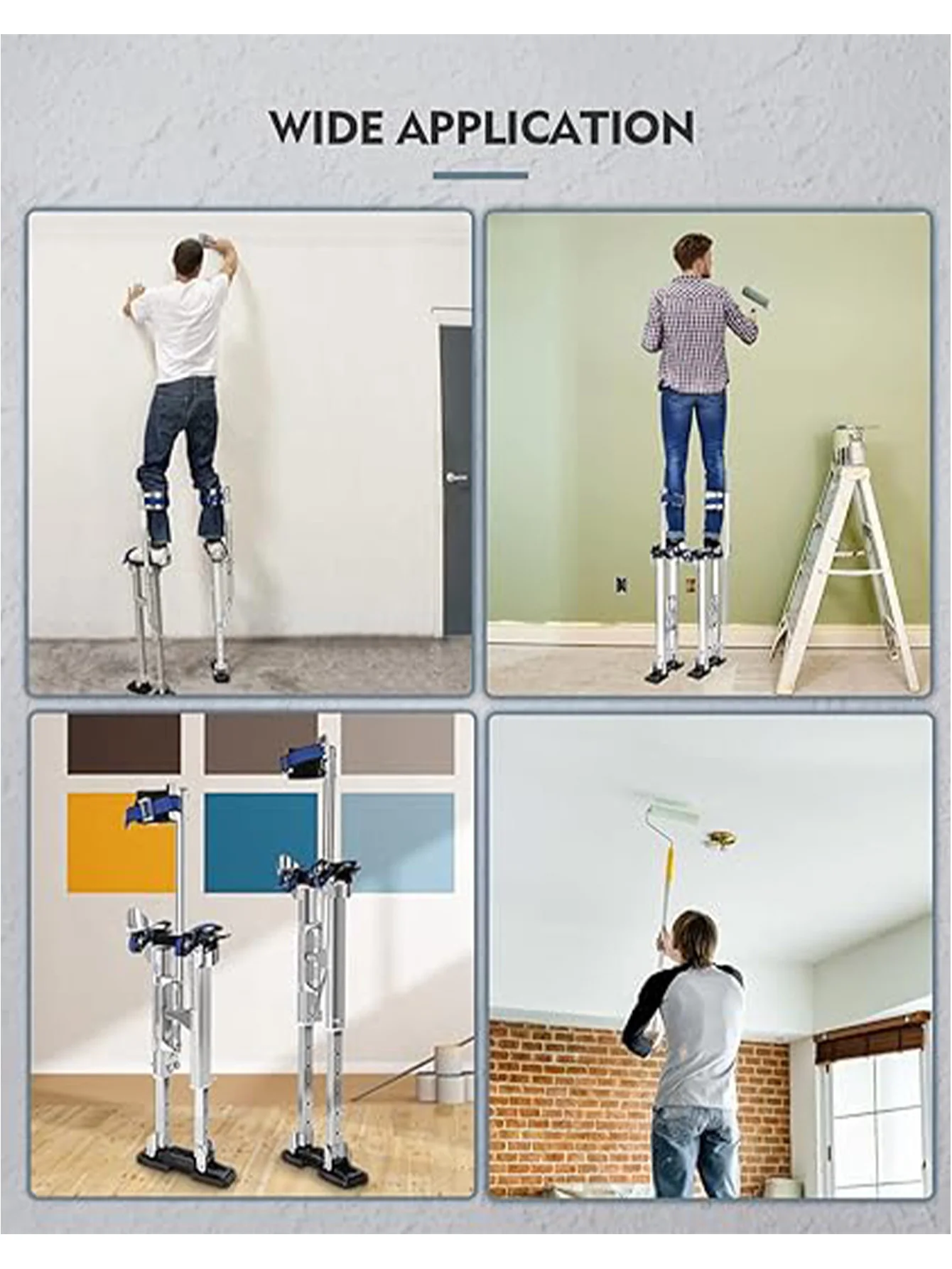 Drywall Stilts, 18''-30'' Stilts For Adults Adjustable Heights Aluminum Work Stilts With Protective Knee Pads For Sheetrock Drop