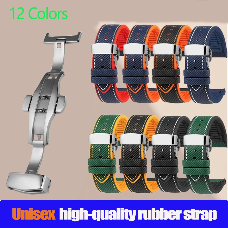 

Ремешок для часов из резины и нейлона с узором для Seiko, Oris, Citizen, Omega, Casio, Longines, Hamilton, Rolex, 20 мм, 21 мм, 22 мм, 23 мм, 24 мм