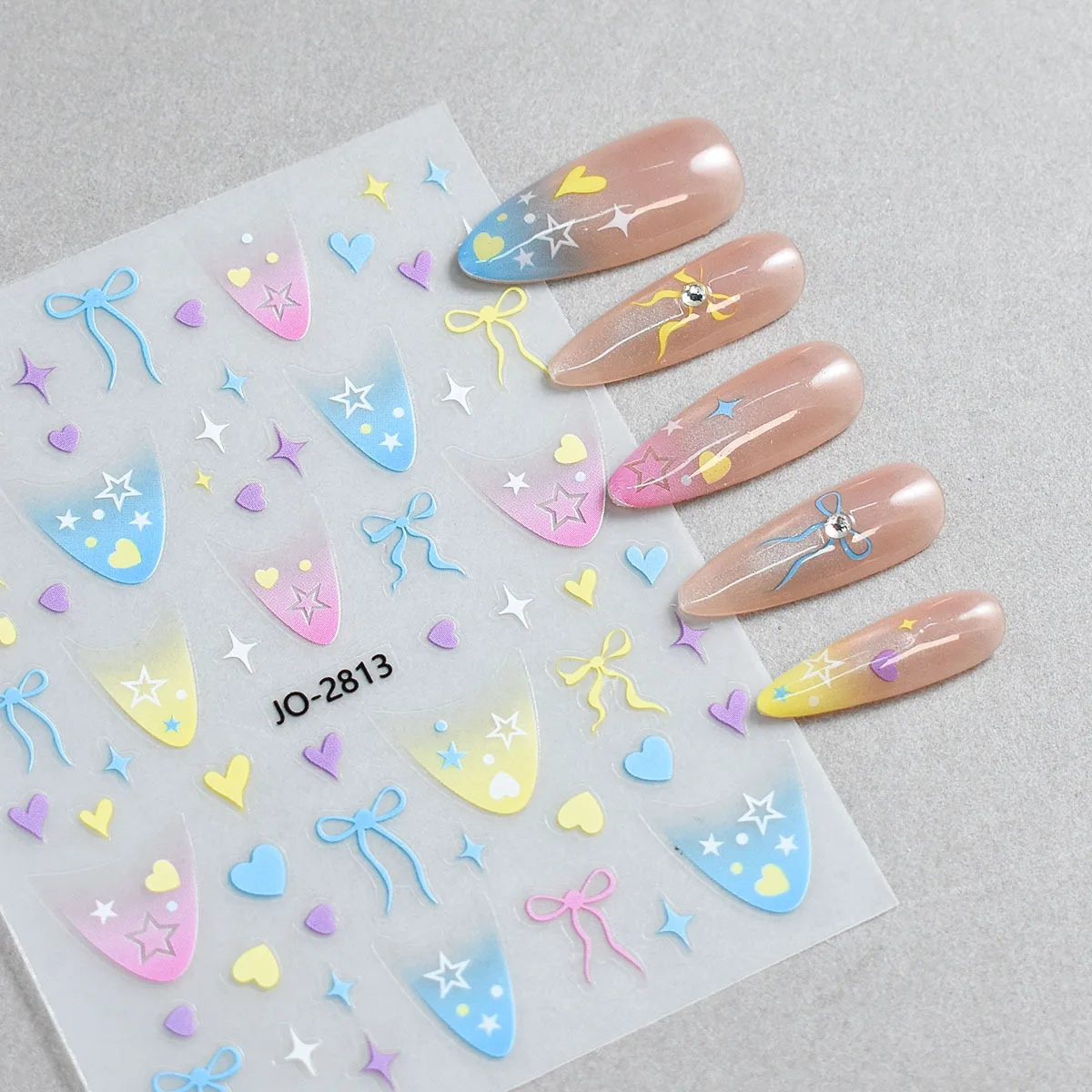1 Uds. De pegatinas para decoración de uñas con lazo, flor, estrella, deslizador autoadhesivo ultrafino, calcomanía para uñas de verano, decoración, accesorios de manicura DIY