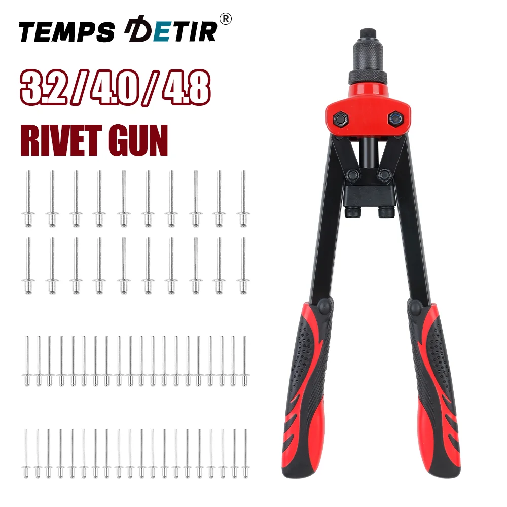 مجموعة مسدس برشام يدوي، تستخدم لتثبيت المسامير 3.2-4.0-4.8 مم، مجموعة تثبيت برشام منزلية DIY، أداة تثبيت برشام من سبائك الألومنيوم، مناسبة لتثبيت وتثبيت أنابيب الصفائح المعدنية #1