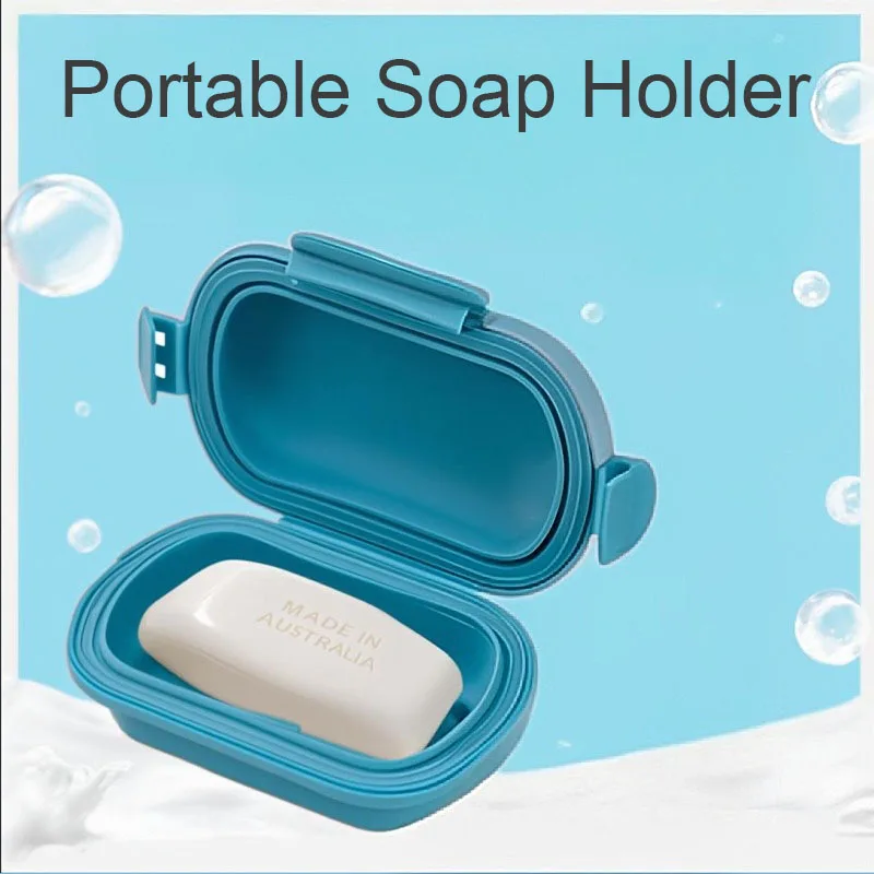 

Portable Silicone Soap Holder Travel Soap Dish Container With Sealing Lid Anti-slip Bathroom Soap Dish Storage Case Box
