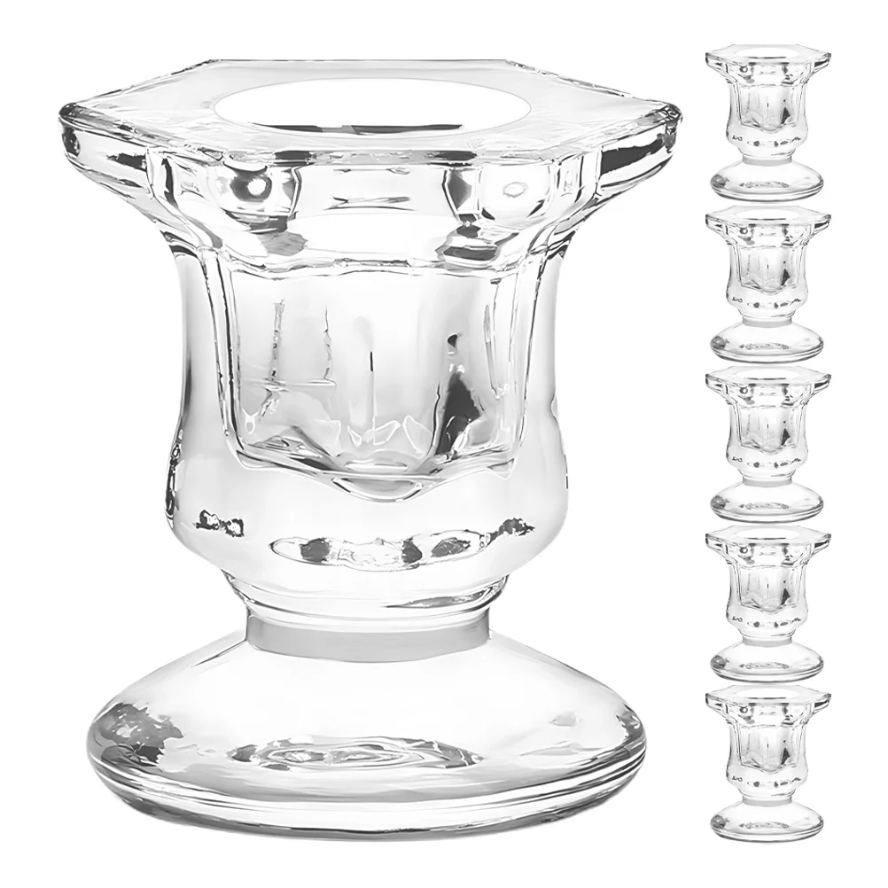 

6Pcs Glass Jars Versatile Holders for Pillar Candles Living Room Bedroom Decor Modern Minimalist Table Centerpiece