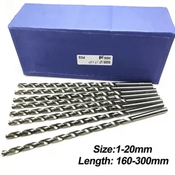 1-20mm Lengthen Drill Bit 160/200/250/300mm Extra-long HSS High Speed Steel Straight Shank Twist Drill Bit for Wood Metal Plasti