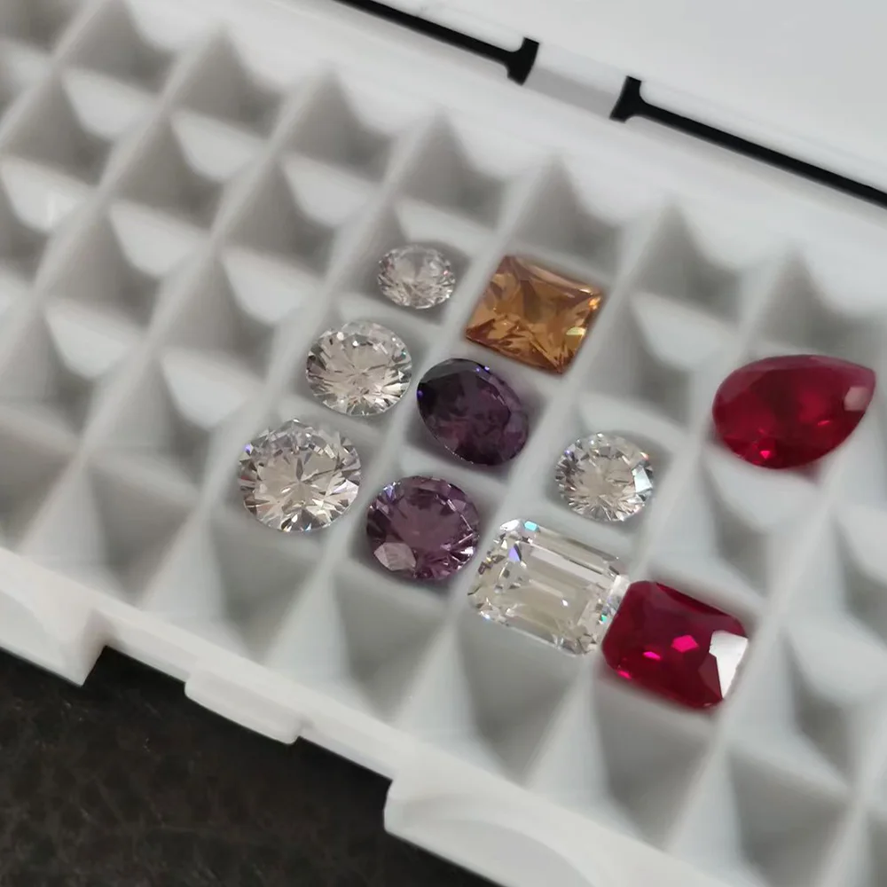 White Diamond Jewelry Storage Box 3-10mm Gemstone Display Organizer Case for Store Gems Bare Stone Packaging Cover Tray