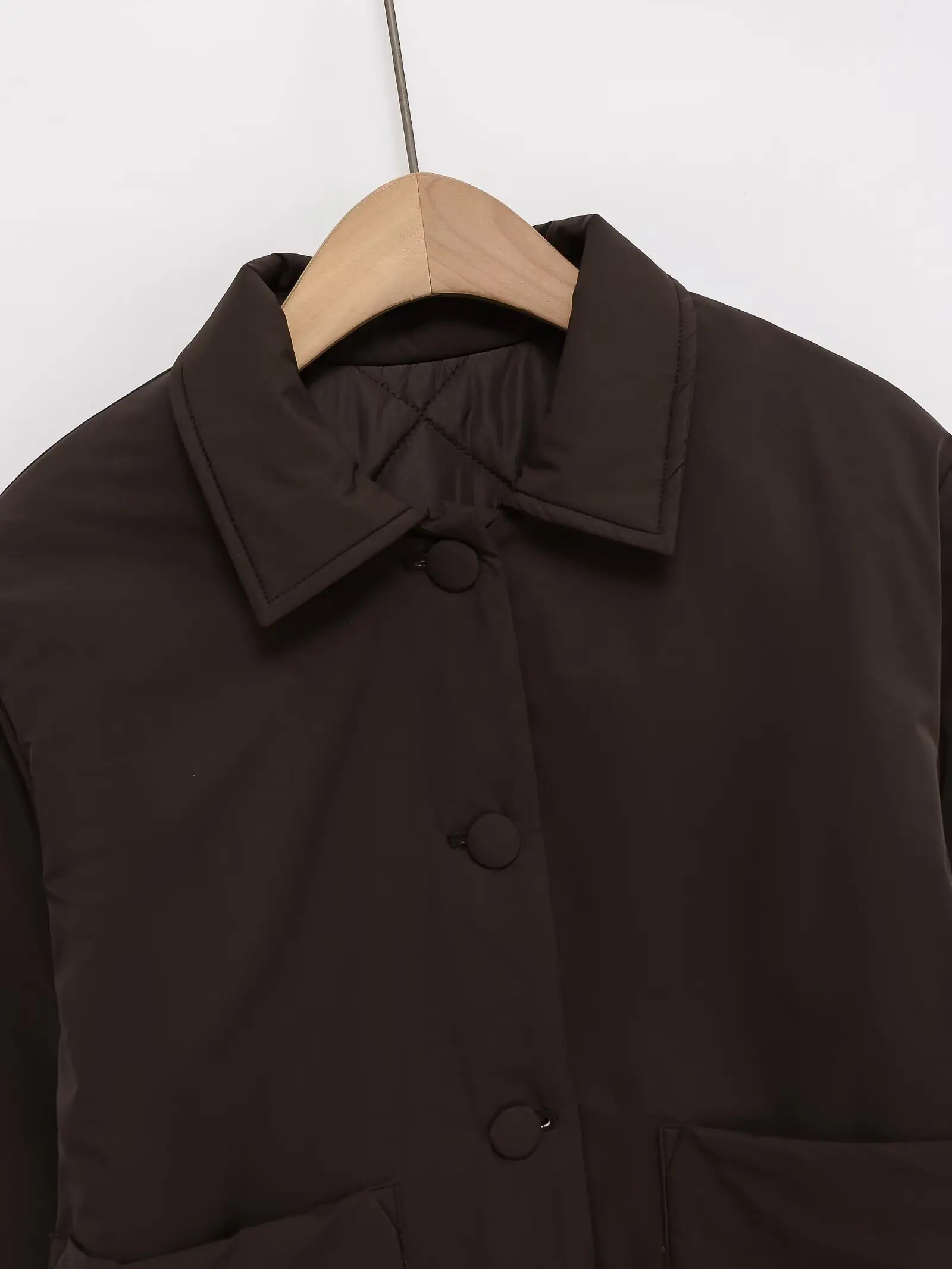 Jaket Wanita Musim Gugur 2025 Model Baru Warna Solid Berbahan Katun Berisi Dakron Gaya Retro Kancing Chic Kasual Jaket Luar Wanita