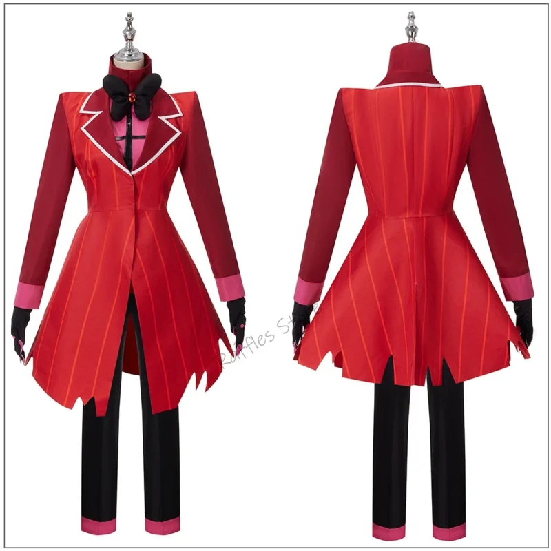 Anime Hazbin Helluva Alastor Cosplay Costume pour hommes et femmes, perruque d'hôtel, uniforme de fête, tenue d'Halloween trempée, uniformes, manteau, dessin animé