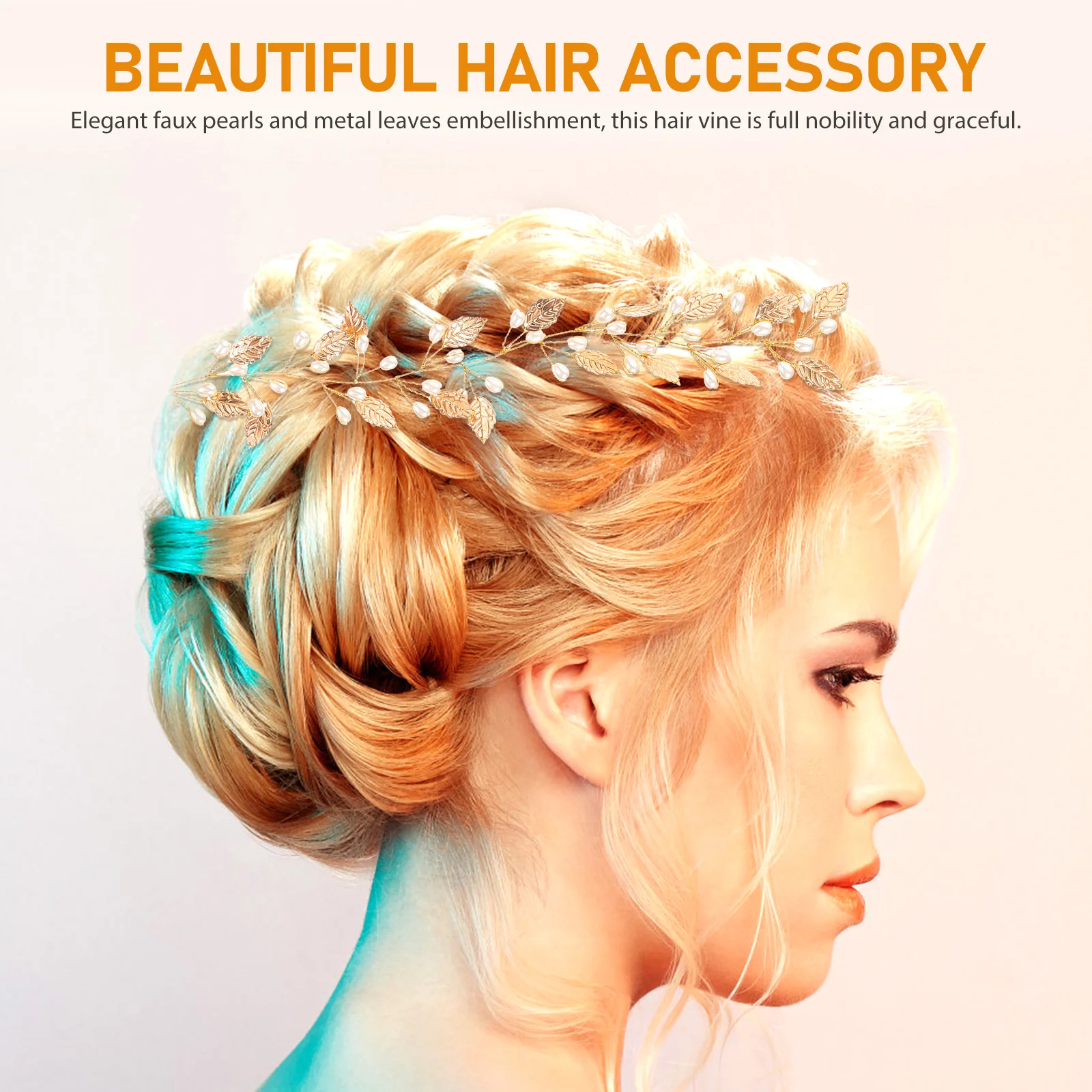 

Elegant Pearl Faux Pearl Piece Metal Leaves Wedding Headpiece Bride Bridal Accessories Crystal Hair Vine Festival Head Jewelry