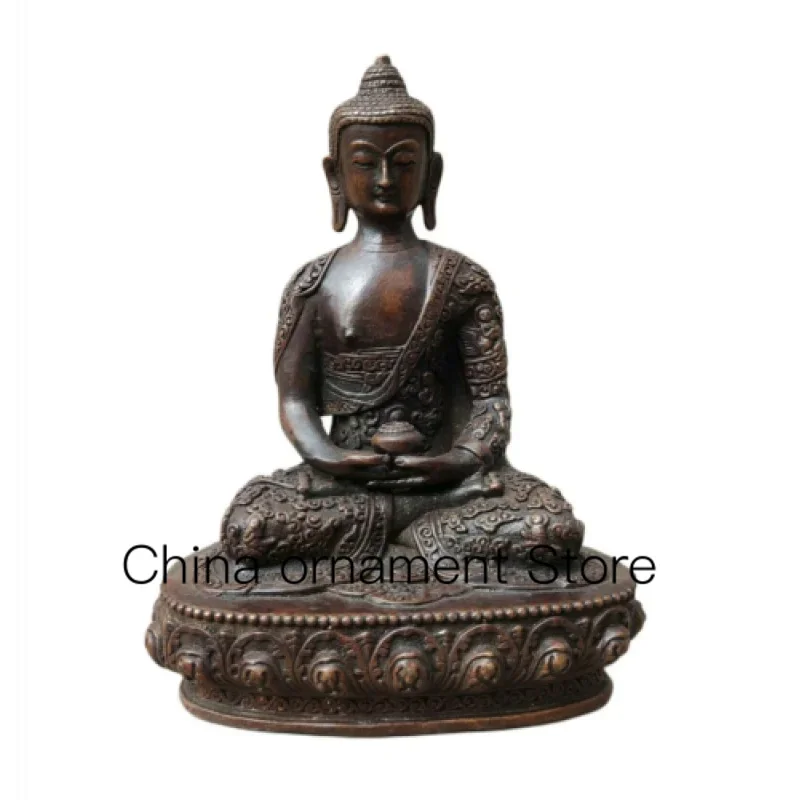 

8-Inch Buddhist Old-Fashioned Hand Carved Bronze Statue Amitabha Buddha Guanyin Sakyamo Fortune