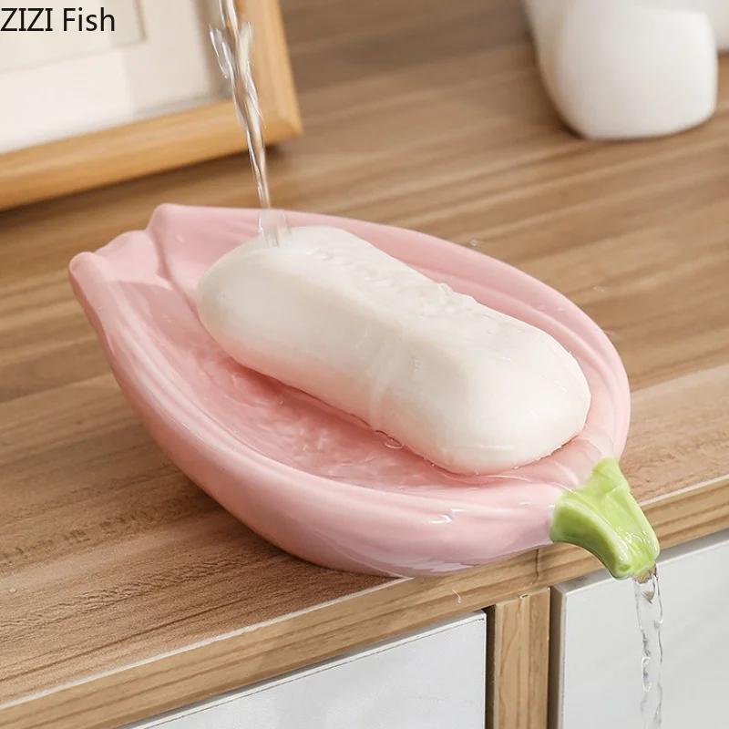 Flower Tulip Soap Box Washbasin Soap Dish Draining Rack Bathroom Soaps Holder Storage Tray Jewelry Tray Soaps Stand Organizer