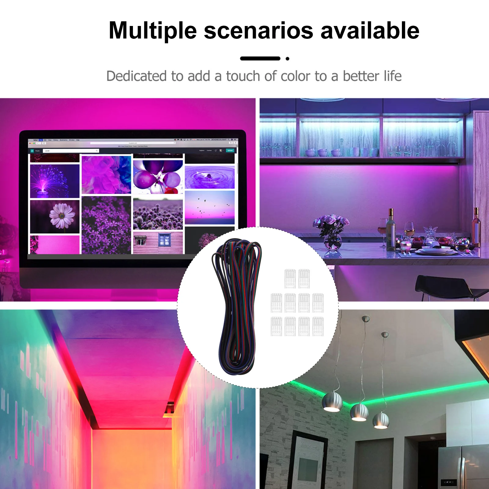 10 قطعة Rgb LED موصل الشريط 4 دبوس لحام طويل الأمد سهل الاتصال LED شرائط مصباح محول موصل Rgb