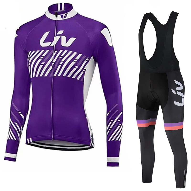 

LIV long sleeved cycling suit set women's winter cycling jersey women's exclusive seat cushion cycling bib cycling clothing