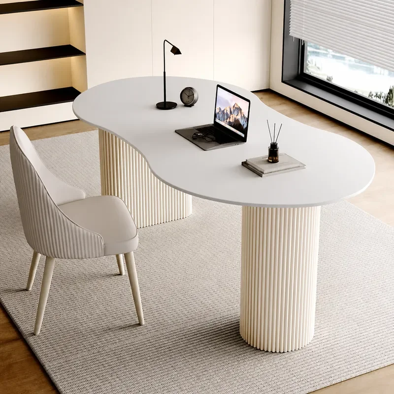 Modern Light Luxury Roman Peninsula Desk Simple Household Slate Computer Table Cream Style Balcony Leisure Desk