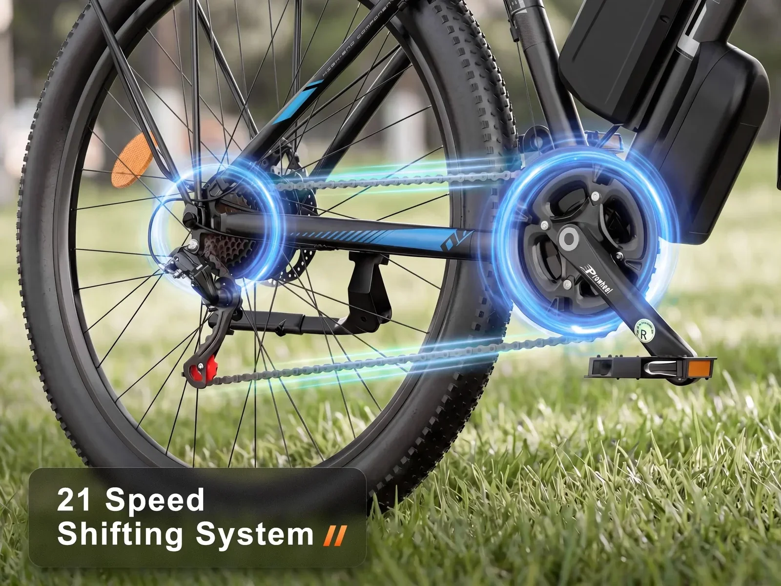 FENGQS 27.5" Electric Bike for Adults, 2000W Peak Power Motor Ebike, 35MPH 80Miles Electric Mountain Bike with 17.5AH Removable Battery-UL 2849, 21-Speed, White image 7