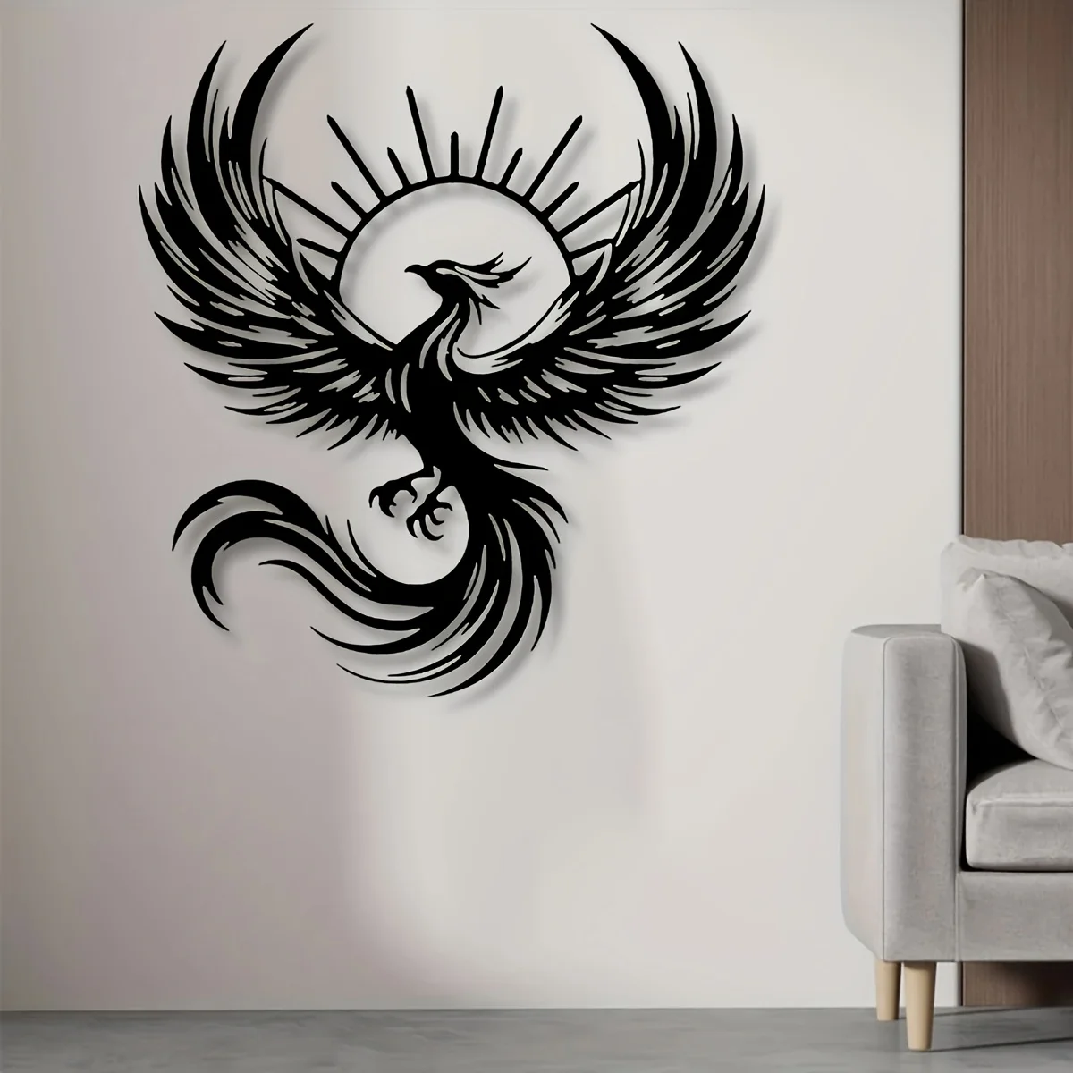 CIFBUY Metal Wall Art Sun Phoenix Sign Iron Craft Sculpture Indoor Outdoor Home Garden Plaque