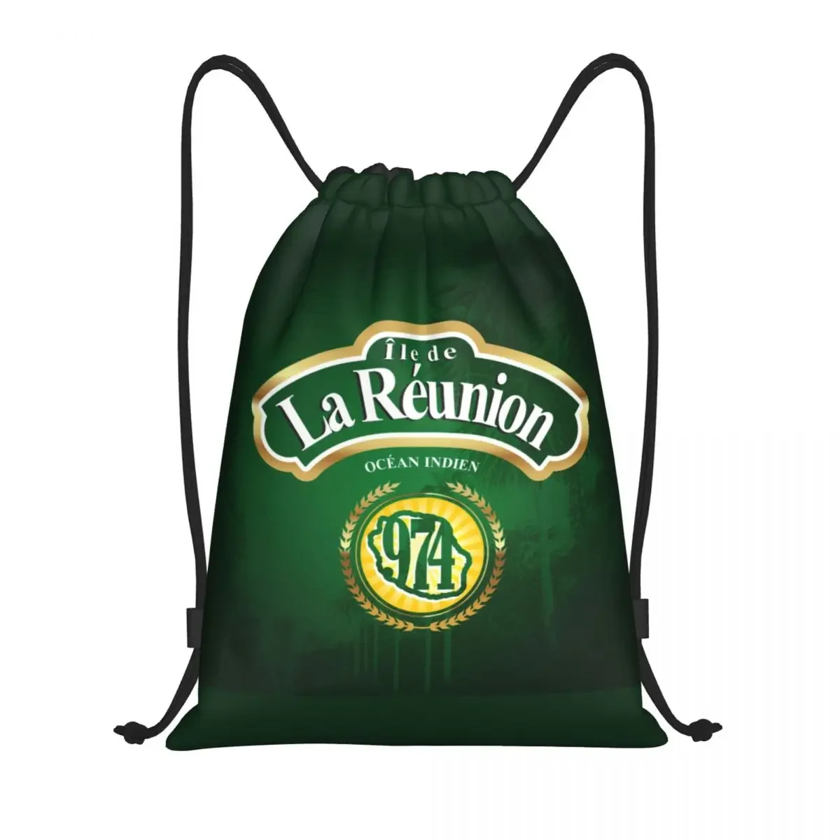 974 Reunion Island Drawstring Backpack Sports Gym Bag for Women Men Margouillat Isle Beach Indian Ocean Shopping Sackpack