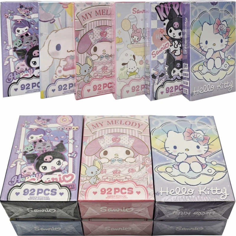 60pcs Boxed Sanrio Hello Kitty Cinnamonroll Kuromi Game Interactive Card Cartoon Anime Peripheral Collectible Cards LOMO Cards