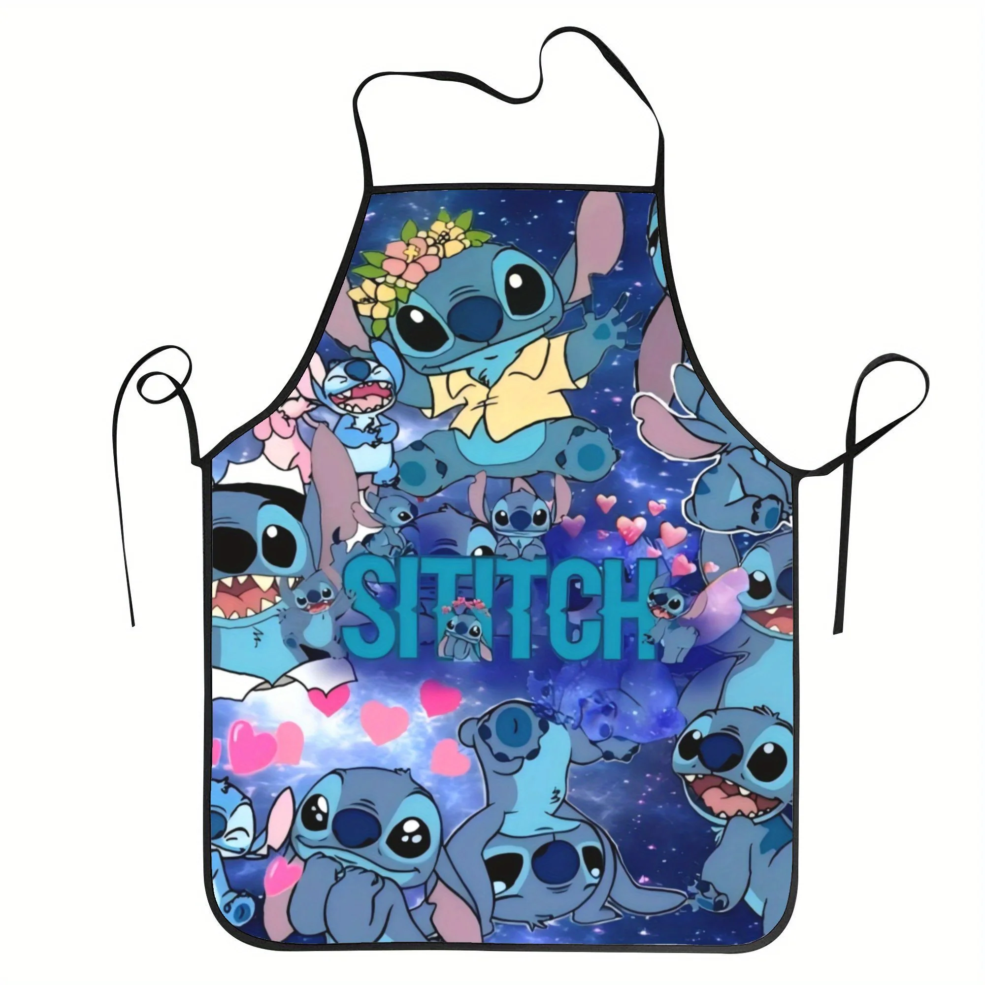 

1 Piece Disney Star and Heart-Shaped Cute Stitch Print Apron, Perfect for Crafting, Baking, Painting, Kitchen and Household Cleaning, Kitchen Supplies