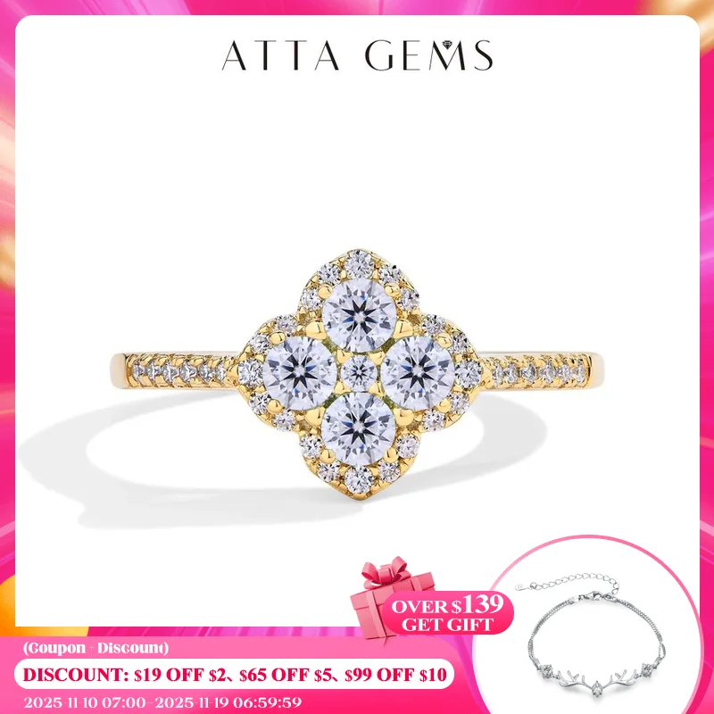 

ATTAGEMS Classic Moissanite Rings for Women D Color VVS1 Real 925 Sterling Silver Engagement Wedding Party Exquisite FineJewelry