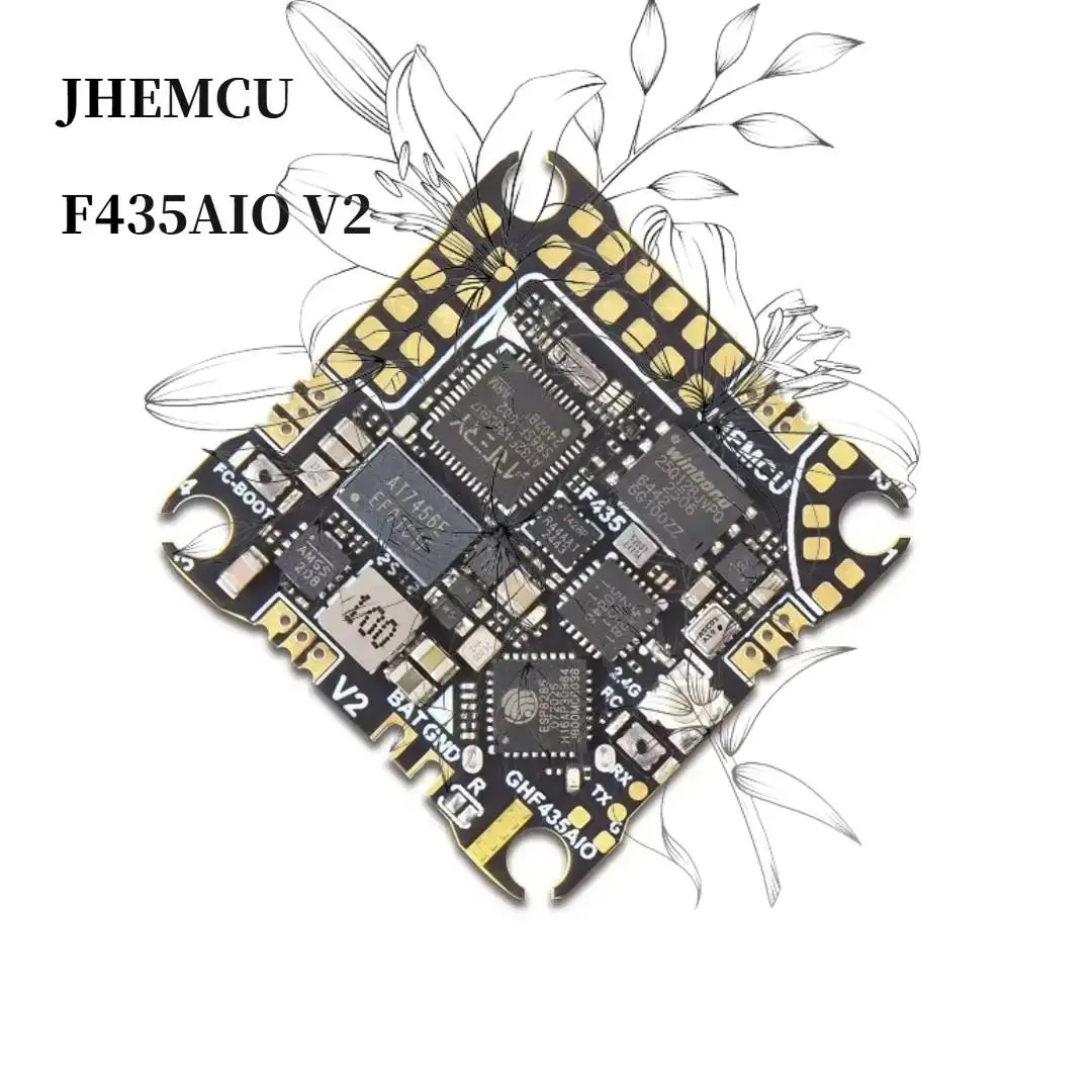 JHEMCU GHF435AIO V2 20A 비행 컨트롤러 2-4S OSD 바로 게이지 블랙박스 내장 ELRS 2.4G RC FPV 프리스타일 드론용