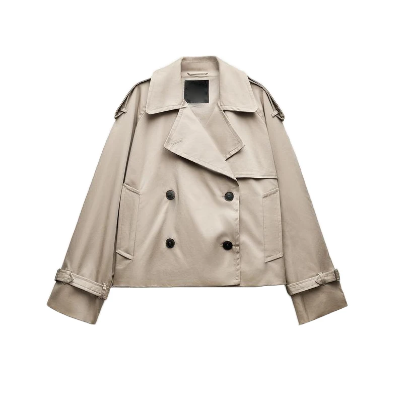 سترة قصيرة فضفاضة بتصميم عصري جديد للربيع، ملابس نسائية بأكمام طويلة وياقة مقلوبة، ملابس خارجية من ألياف البوليستر #2