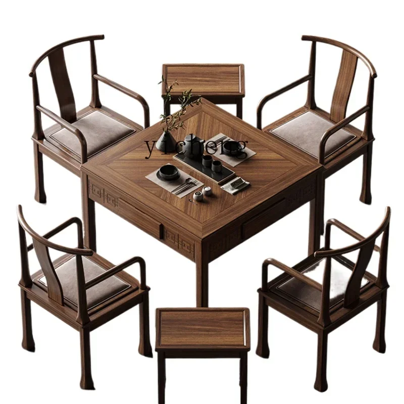 

new Chinese solid wood mahjong machine dining table dual-purpose machine hemp electric mahjong table