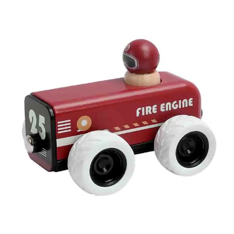 Motores de bomberos de madera, automóviles de policía y ambulancias; Cochecitos retráctiles; Juguetes de madera para la educación infantil; Regalo de cumpleaños