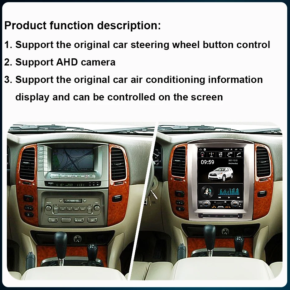 10.4 Inch For Toyota Land Cruiser 100 LC100/Lexus LX470 2002-2007 1024*768 Android 12 8-Core Car Multimedia Player Stereo Radio