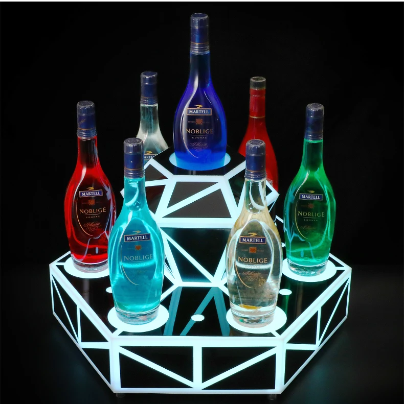 LED Acrylic Edge-lit Diamond Bottle Glorifier Tower Display Storage Rack