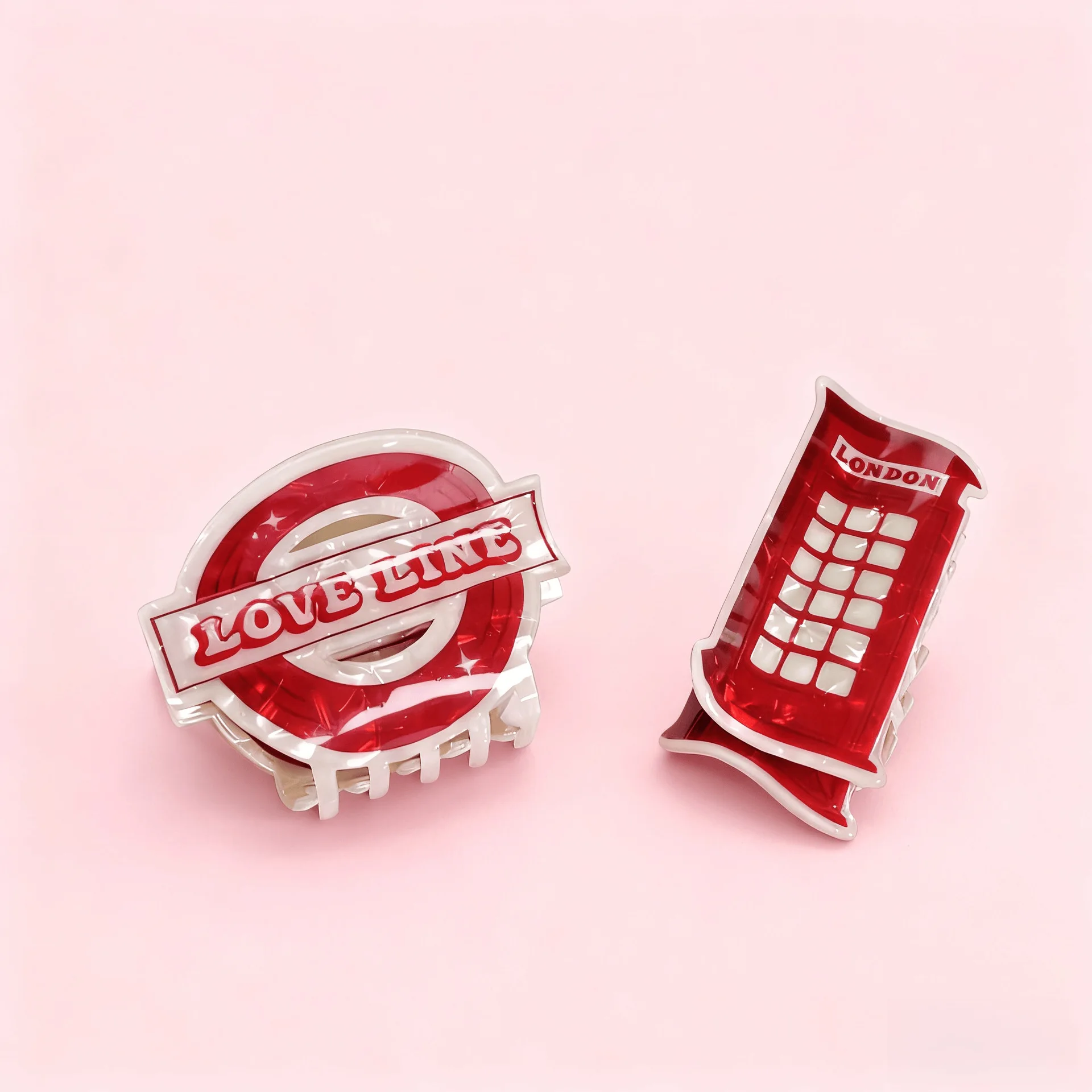 Muweordy London Style Telephone Booth Design Hair Claw Classic Retro Claw Clips Red Shark Clip إكسسوارات الشعر للنساء والفتيات