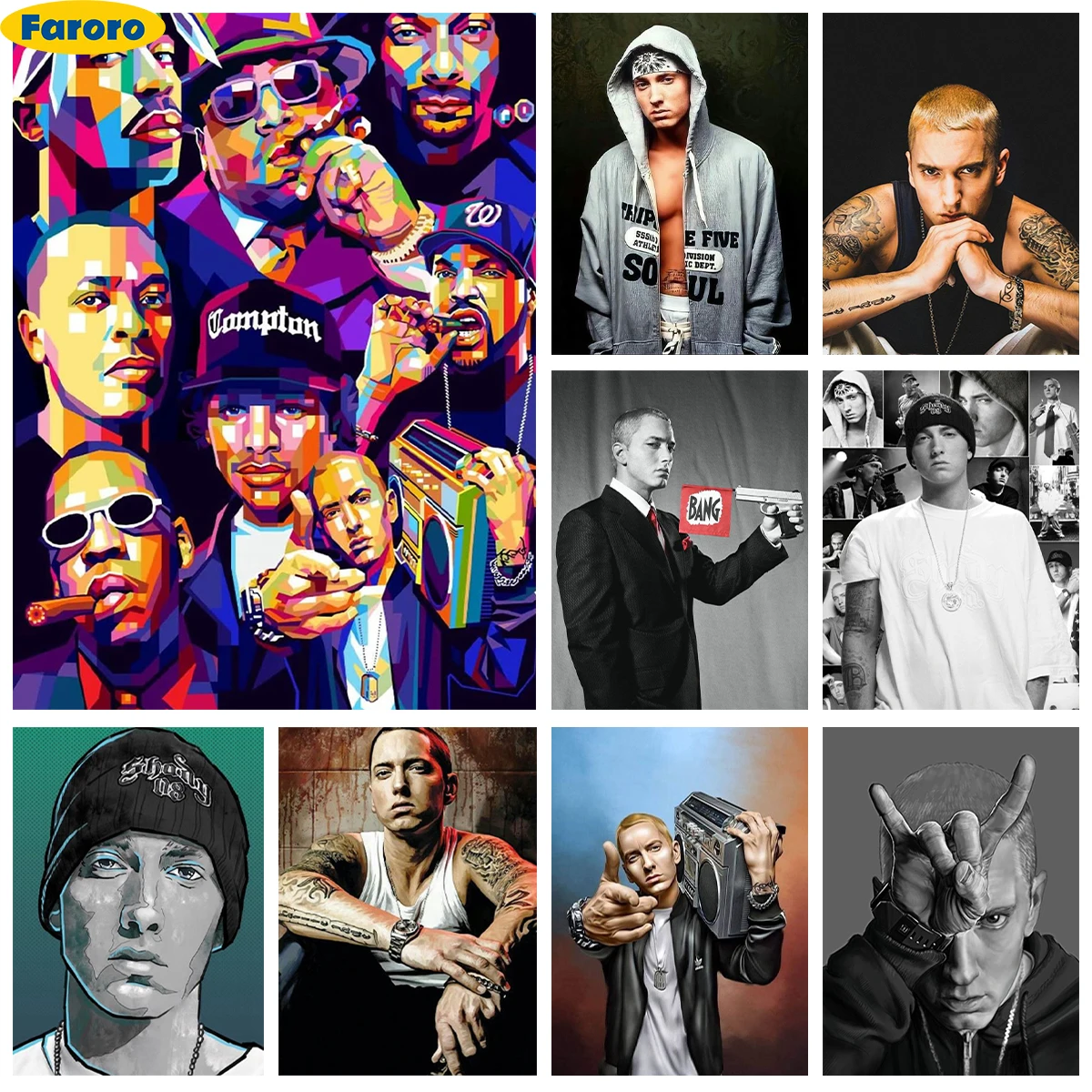 

Rap Singer Diamond Painting Kit E-Eminem Poster Diy Diamond Embroidery Cross Stitch Collect Gift Home Wall Decor Mosaic Mural