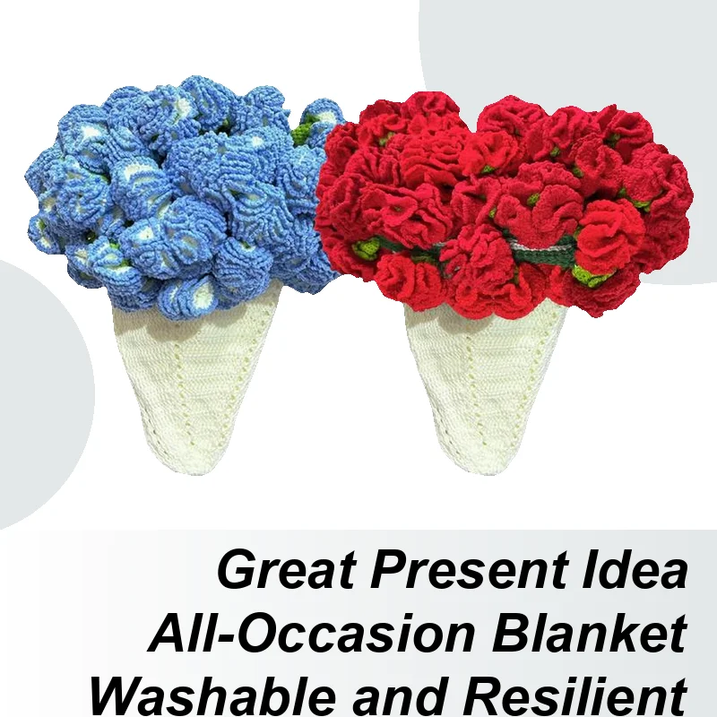 

Flower Bouquet Blanket Home Decor Carnation Crochet Blanket Romantic Boho Charm Soft Relaxing Family Sofa Decoration For Cozy