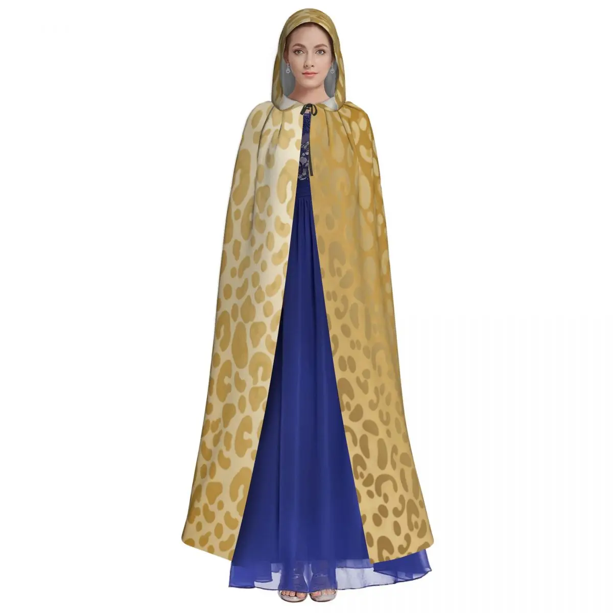 Hooded Cloak Unisex Cloak with Hood Golden Leopard Background Cloak Vampire Witch Cape Cosplay Costume