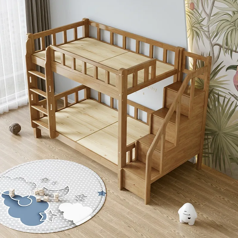 Two-layer bunk bed for adults, bunk bed, full solid wood, thickened mother and child bed, high and low bed, bunk bed
