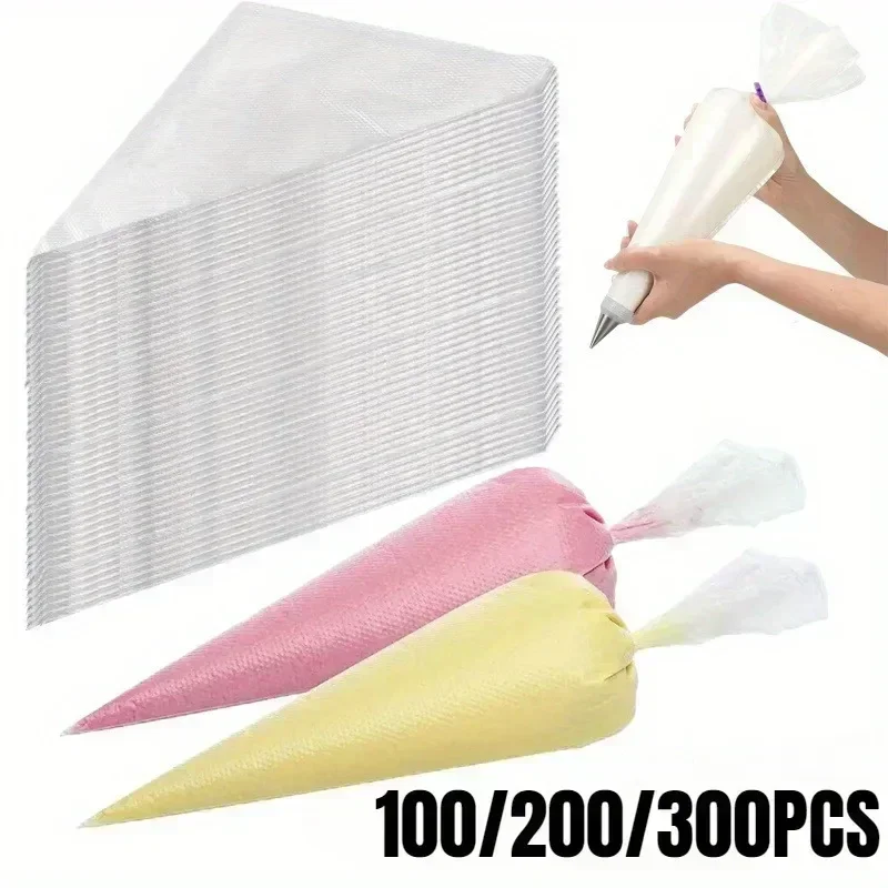 100/200/300 Uds bolsa de manga pastelera desechable bolsas de glaseado pastel de Fondant bolsa de crema para decorar pasteles herramientas para hornear